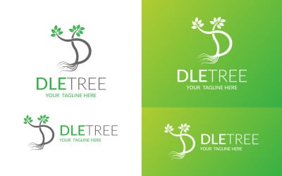 Kreativní D dopis Tree Leaf Logo