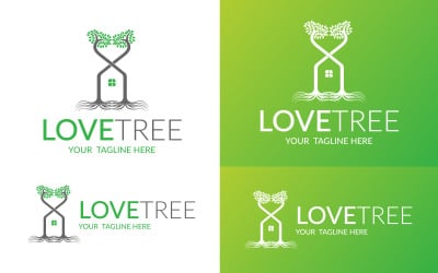 Logo della foglia dell&amp;#39;albero della casa dell&amp;#39;amore