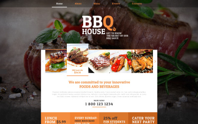 Barbekü Restoranı Duyarlı Web Sitesi Şablonu