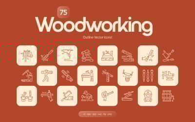 Современный набор иконок для деревообработки