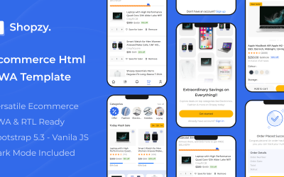 Shopzy - Kit mobile PWA HTML per e-commerce