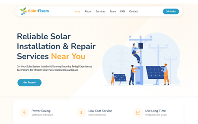 SolarFixers – Napelem-telepítési és -javítási szolgáltatás webhelysablonja