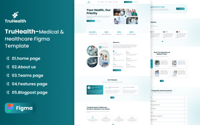 TruHealth-Medische &amp;amp; Gezondheidszorg Figma-sjabloon