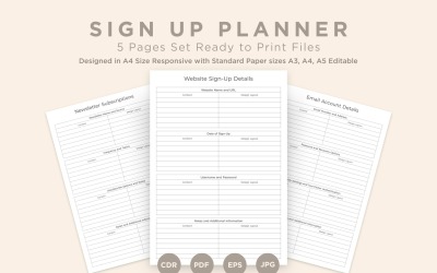 Sign Up Planning Pages Set V-01