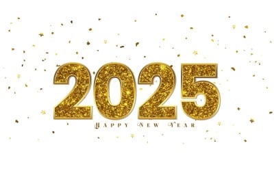 2025 New Year Golden glitter text