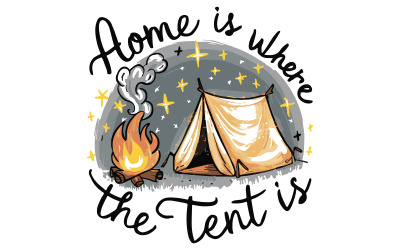 illustration a cozy glowing tent