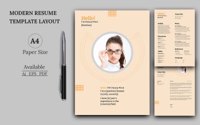 Beige &amp;amp; Coral Color Resume Template