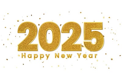 Happy New Year 2025 Golden Glitter