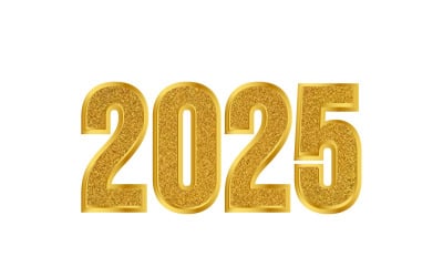 2025 New Year Gold Glitter Lettering