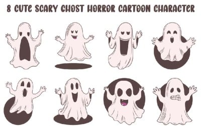 8 Cute Scary Ghost Horror Cartoon Character