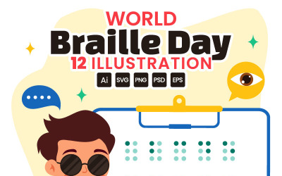 12 Ilustração vetorial do Dia Mundial do Braille