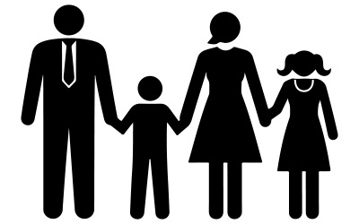 Una imagen de silueta vectorial de un icono familiar relleno de negro