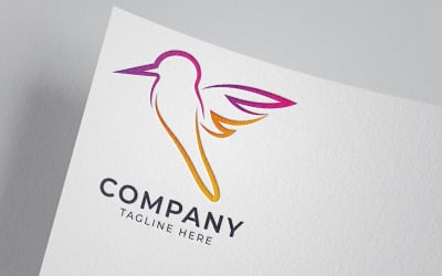 Flying bird abstract colorful logo template.