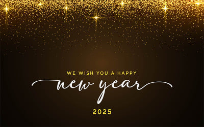 Happy new year 2025 with glitters
