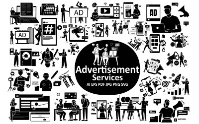 Professional Advertisement Services Illustrations pack