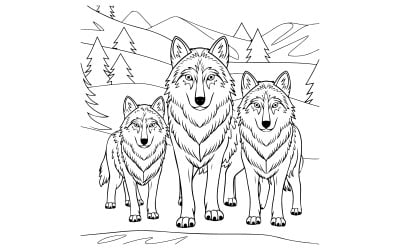 En målarbok illustration av vargar