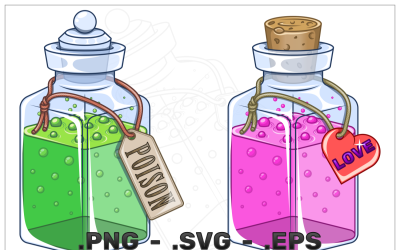 Glass bottle with magic potion