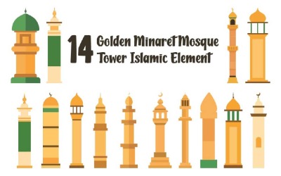 14 Golden Minaret Mosque Tower Islamic Element