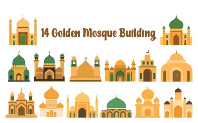 14 Golden Mosque Islamic Building