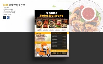 Restaurant Food Delivery Flyer Template. Word &amp;amp;  Psd