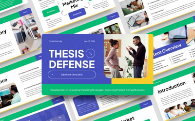 Plantilla de PowerPoint sobre estrategia de marketing para defensa de tesis