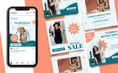 Szablon posta na Instagramie wyprzedaży mody 256