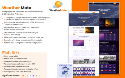 Weather Mate - Bootstrap-Website-Vorlage für vollständige Wettervorhersagen