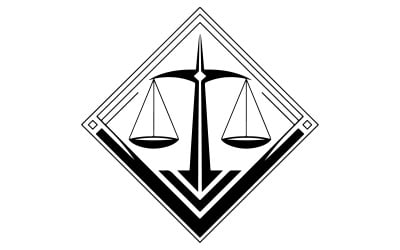 Balanza equilibrada de la justicia con el logo