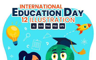 12 International Education Day Vector Illustration