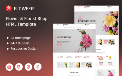 Flowere - HTML-sjabloon voor bloemen- en bloemistenwinkel