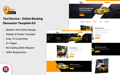 Taxi Service - Online Booking Website Elementor Template Kit