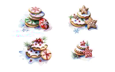Akvarell julkakor Clipart, Xmas PNG