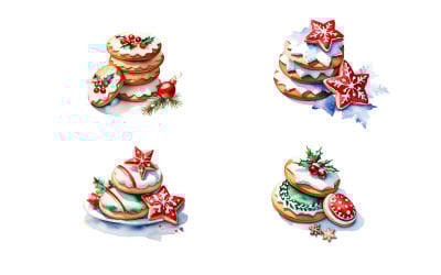 Clipart di cottura di Natale, PNG di biscotti, Clipart di Natale, Clipart di acquerello