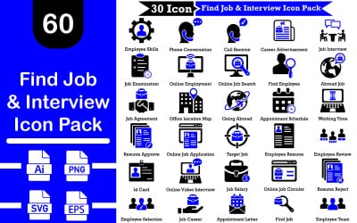 Find Job And Interview Icon Pack