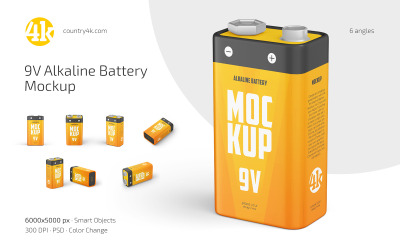 9V Alkaline Battery Mockup Set