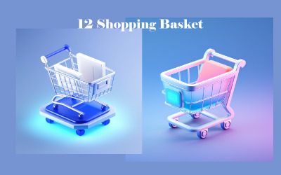 Imagem de IA de cesta de compras 3D