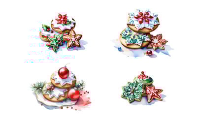 圣诞节烘焙剪贴画，饼干 PNGS，圣诞节剪贴画，圣诞节 PNG