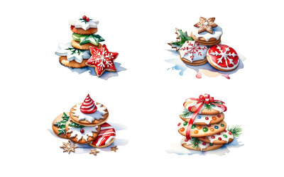 Watercolor Gingerbread Cookies Clipart, Christmas Clipart, Xmas PNG