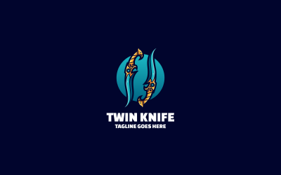Twin Knife Simple Mascot Logo