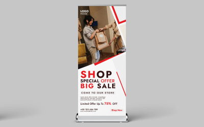 Banner-Design-Vorlage oder Rollup für die größte Verkaufsanzeige