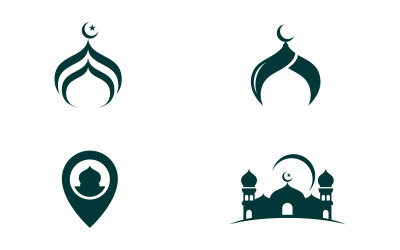 Moskee-icoon Logo Ramadan-dagontwerpsjabloon V6