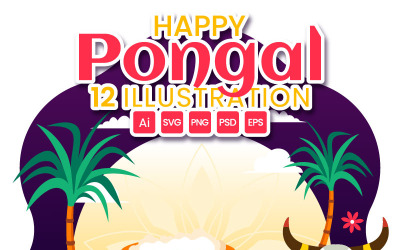 Ilustración de la celebración feliz de Pongal 12