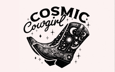 Retro Cosmic Cowgirl PNG, Western Starry Night png, Space Cowgirl Boot Art, Trendy Vintage Western