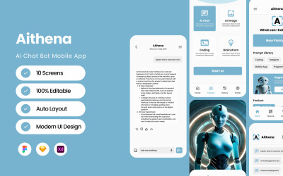 Aithena - Design de aplicativo móvel AI Chatbot