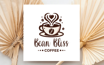 Bean Bliss logotypmall – perfekt redigerbar design för kaféer och kaféer