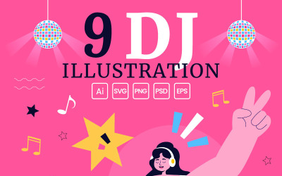 9 nattlivsklubb DJ vektorillustration