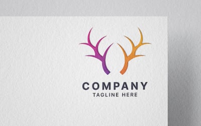 Colorful horn deer antler logo template.
