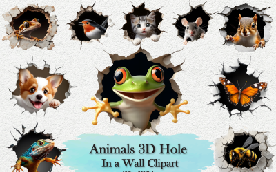 Paquete de imágenes prediseñadas de animales con agujeros en 3D