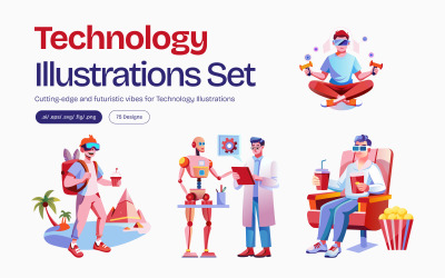 Technologie Ilustrace Set