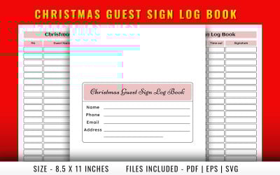 Christmas guest sign log book